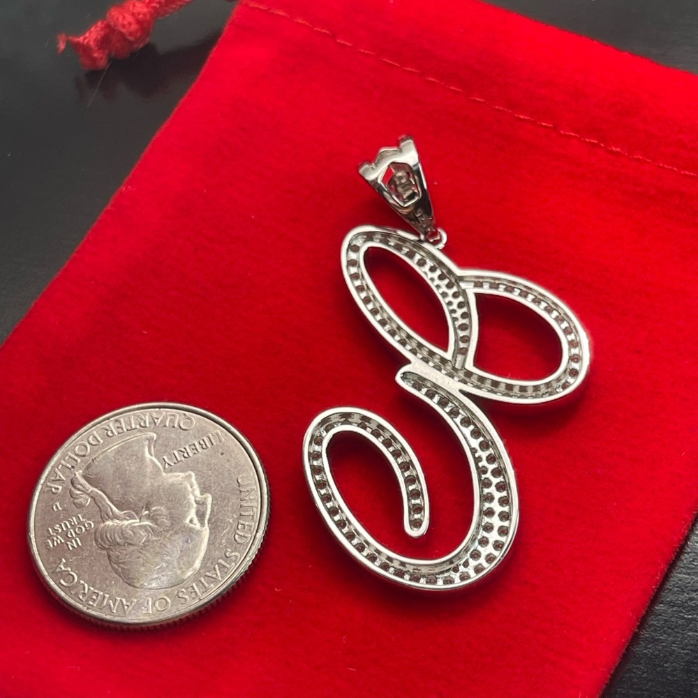 Solid 925 Silver Letter E Pendant Plata - image 3